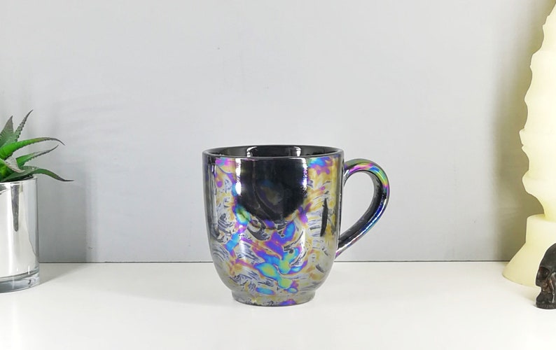 Oil Slick Mega Mug, Pearlescent Style Mugs, Extra Large, Petrol Effect Cup, Tea Coffee Lover, 17 Fluid Ounces, Unique Gift Ceramic image 5