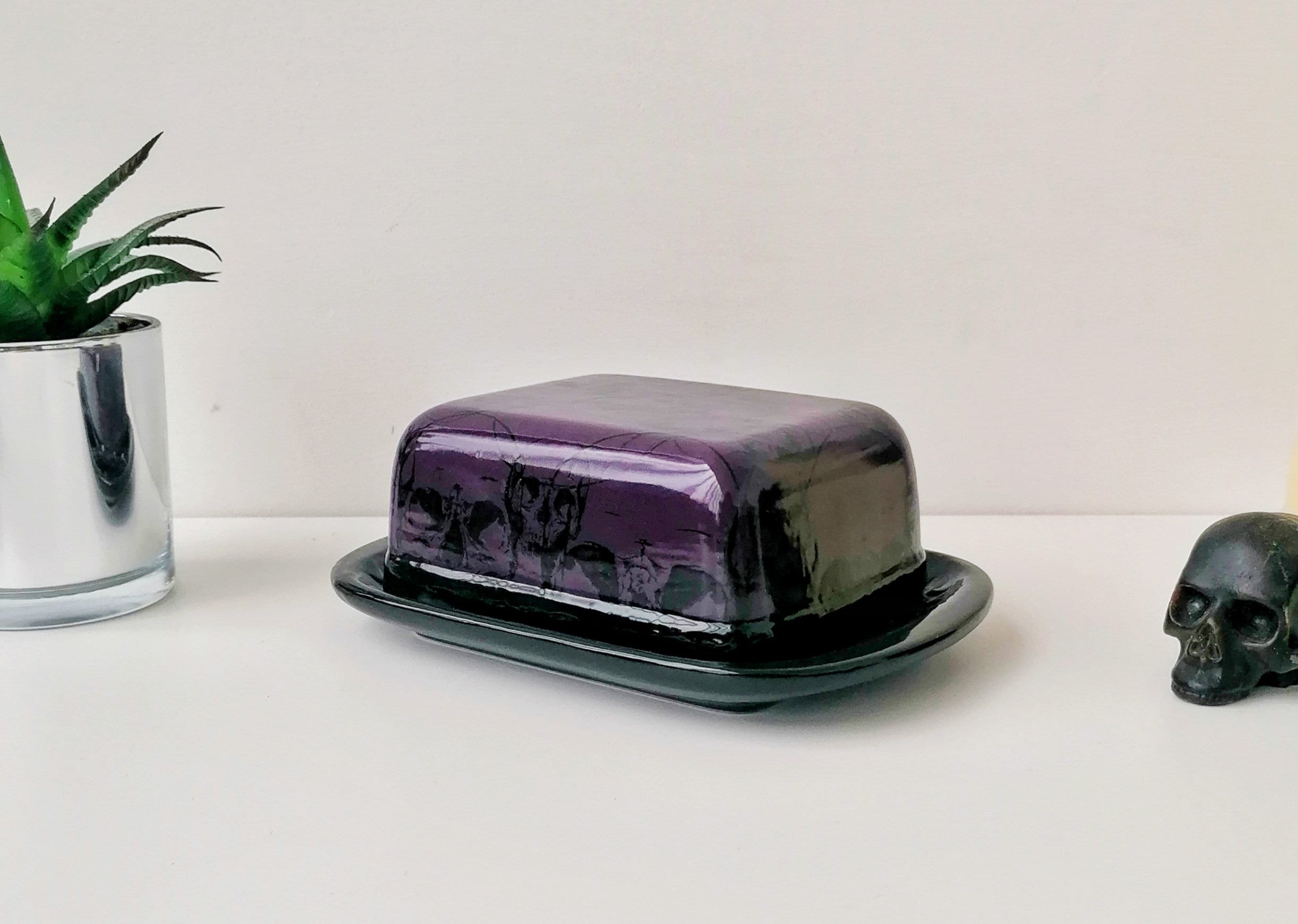 Purple Skull Butterdish Skulls Butter Dish Gothic Marge Etsy UK