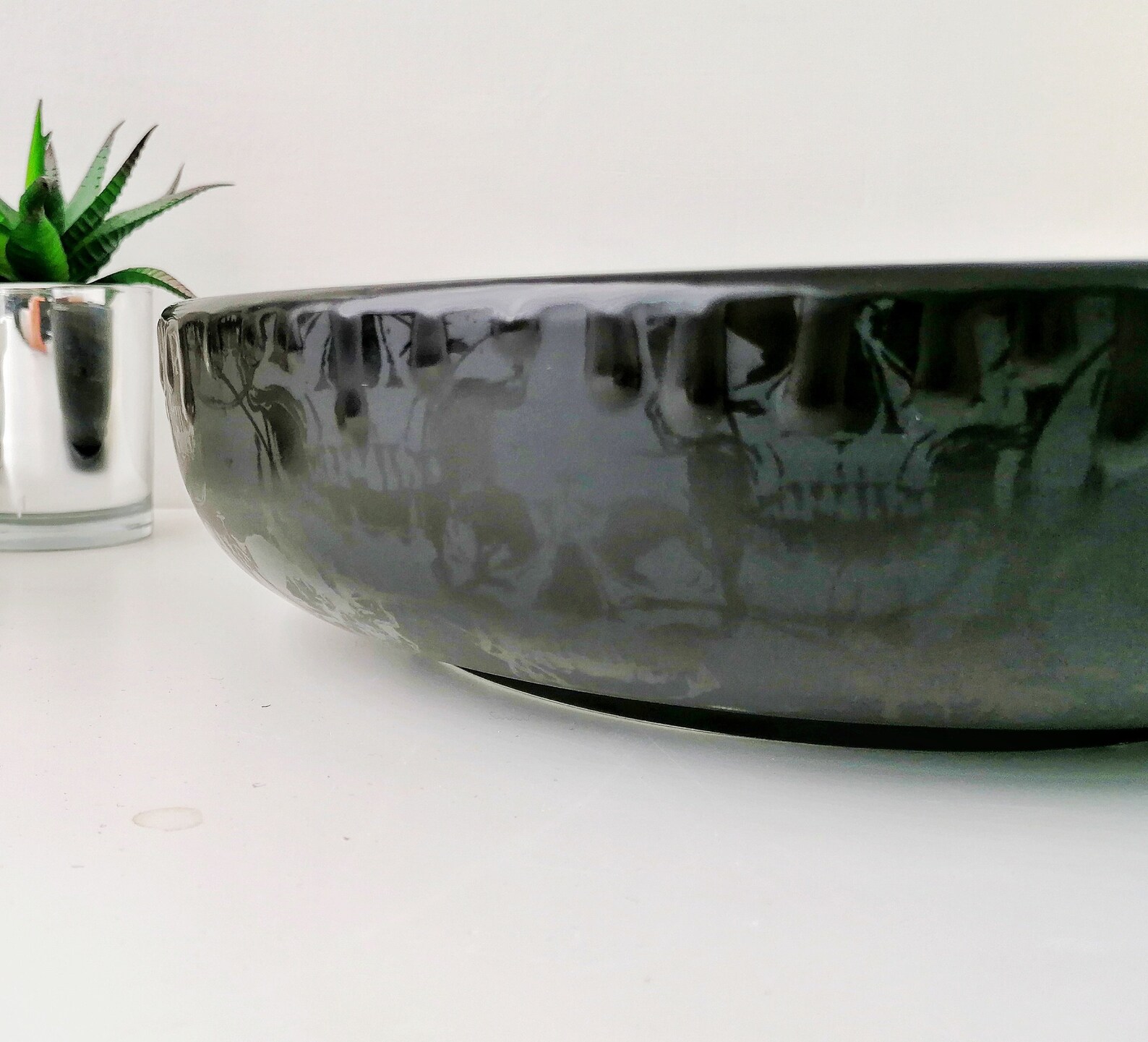 Matte Black Skull Matt Salad Bowl Large Fruit Dish Pasta Etsy