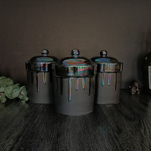 Oil Slick Drip Kitchen Canisters, Lustre Canister Set, Mother of Pearl, Tea Coffee Jars, Sugar Storage Jar, Petrol Container, Flour Pot Hand