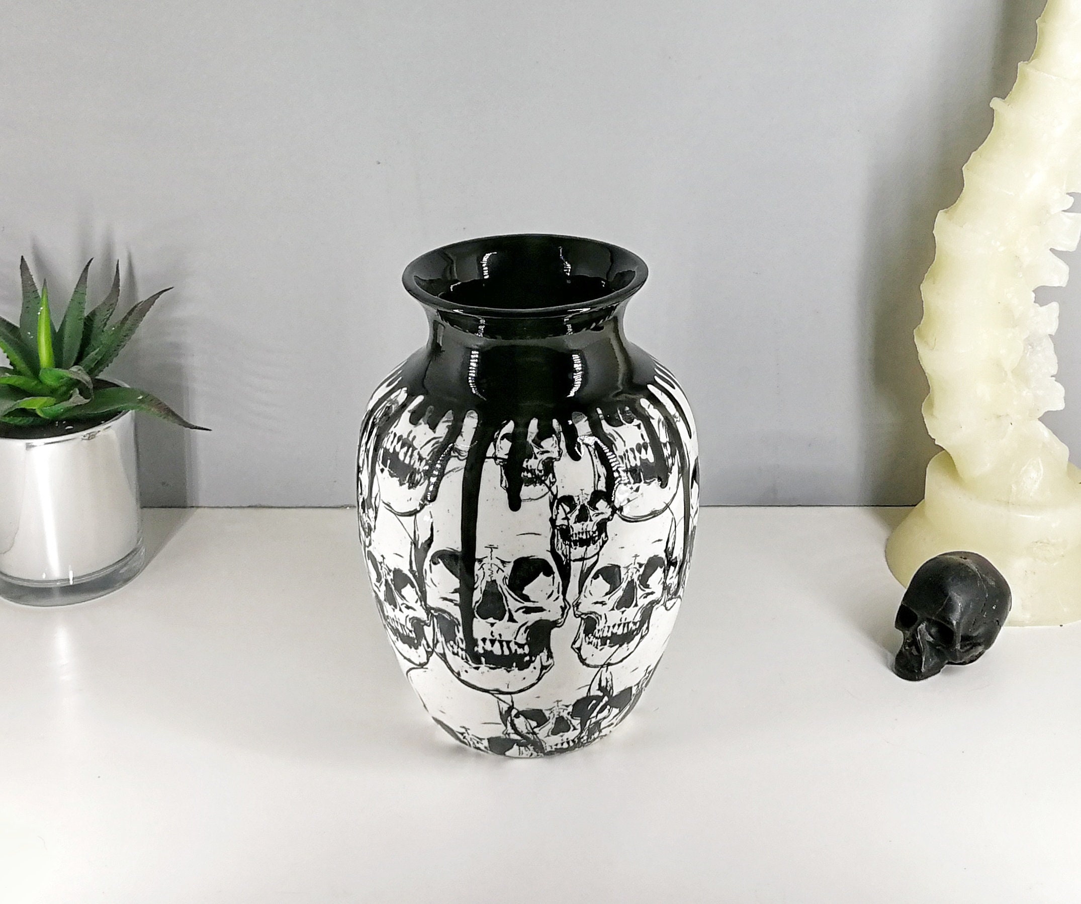 Gothic Skulls Vase Skull Goth Flowers Macabre Alternative - Etsy