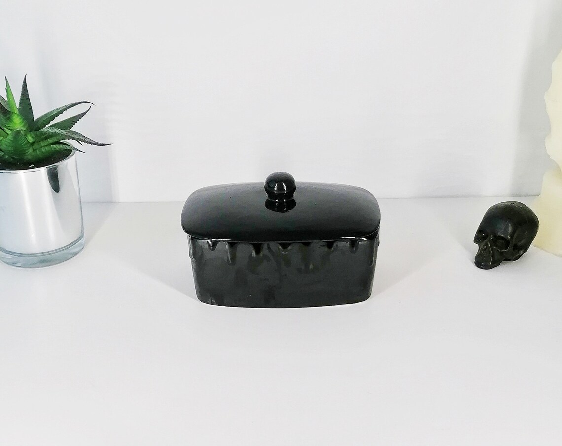 Skull Butter Dish Skulls dome bowl Matte Black Gothic Gift Etsy