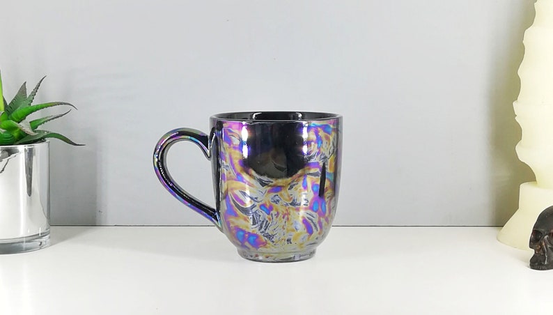 Oil Slick Mega Mug, Pearlescent Style Mugs, Extra Large, Petrol Effect Cup, Tea Coffee Lover, 17 Fluid Ounces, Unique Gift Ceramic image 9