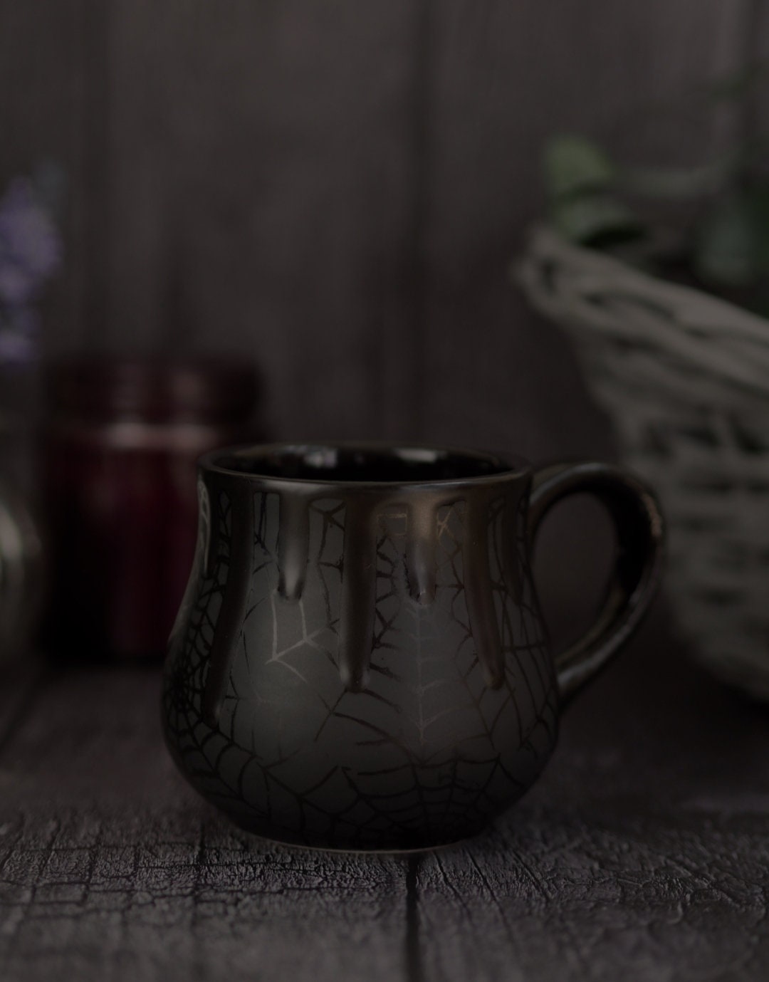 Matte Black Web Mug, Gloss Drips, Spiderweb Ceramic, Unique cup, Gothic Mugs, Tea Gloss Cups, Luxury Coffee Mug, Goth Gift, Fathers Day