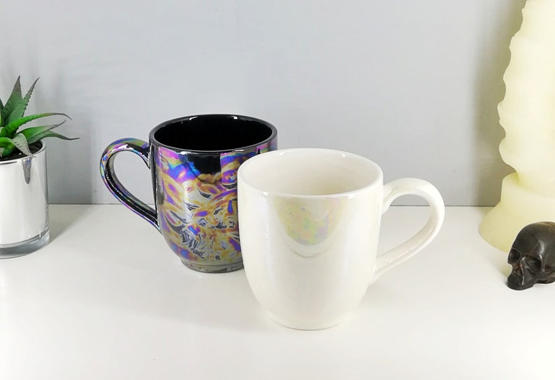 Oil Slick Mega Mug, Pearlescent Style Mugs, Extra Large, Petrol Effect Cup, Tea Coffee Lover, 17 Fluid Ounces, Unique Gift Ceramic image 3
