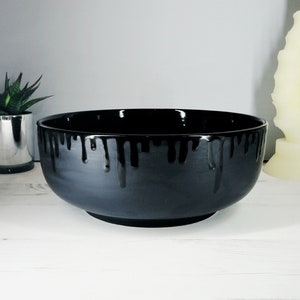 Matte Black Bowl, Round Fruit Bowls, Satin Salad Dishes, Gloss Effect Finish, Large Pasta Dish, Unique Kitchen, Gothic Gift, Weird Wonderful