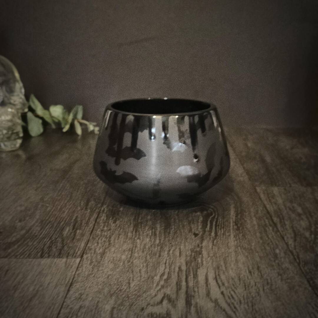 Ceramic Matte Black Bat Planter, Indoor Plant Pot, Gothic Bats ...