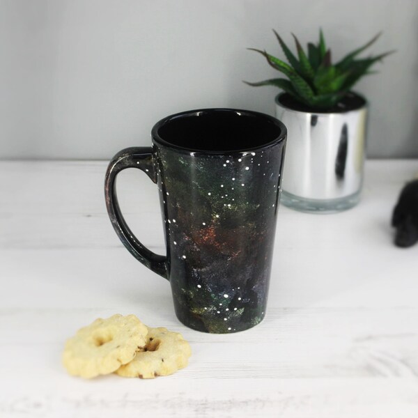 Astronomy Latte Mug, Galaxy cup, Large Space Mugs, Hand painted ceramic, Tall Star Mug, Unique gift present, weird and wonderful, tea lover