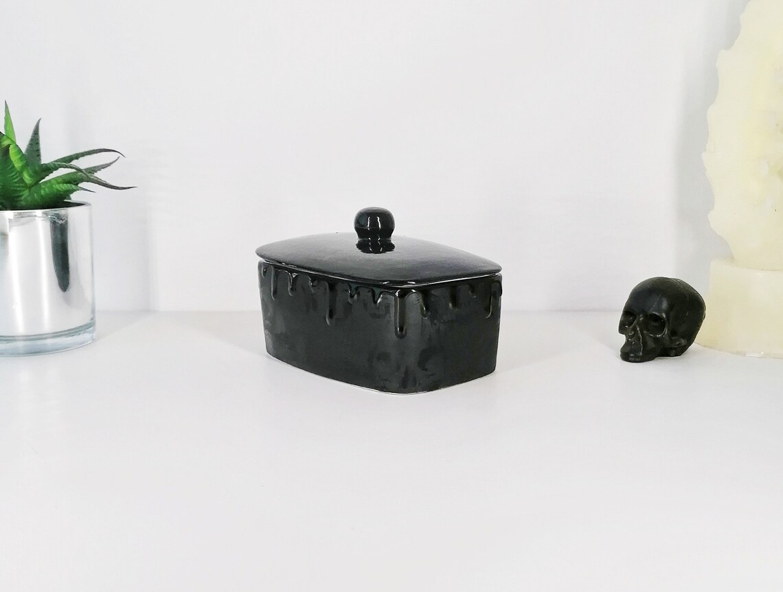Skull Butter Dish Skulls dome bowl Matte Black Gothic Gift Etsy