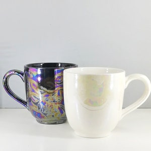 Oil Slick Mega Mug, Pearlescent Style Mugs, Extra Large, Petrol Effect Cup, Tea Coffee Lover, 17 Fluid Ounces, Unique Gift Ceramic