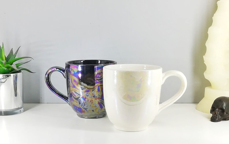 Oil Slick Mega Mug, Pearlescent Style Mugs, Extra Large, Petrol Effect Cup, Tea Coffee Lover, 17 Fluid Ounces, Unique Gift Ceramic image 1