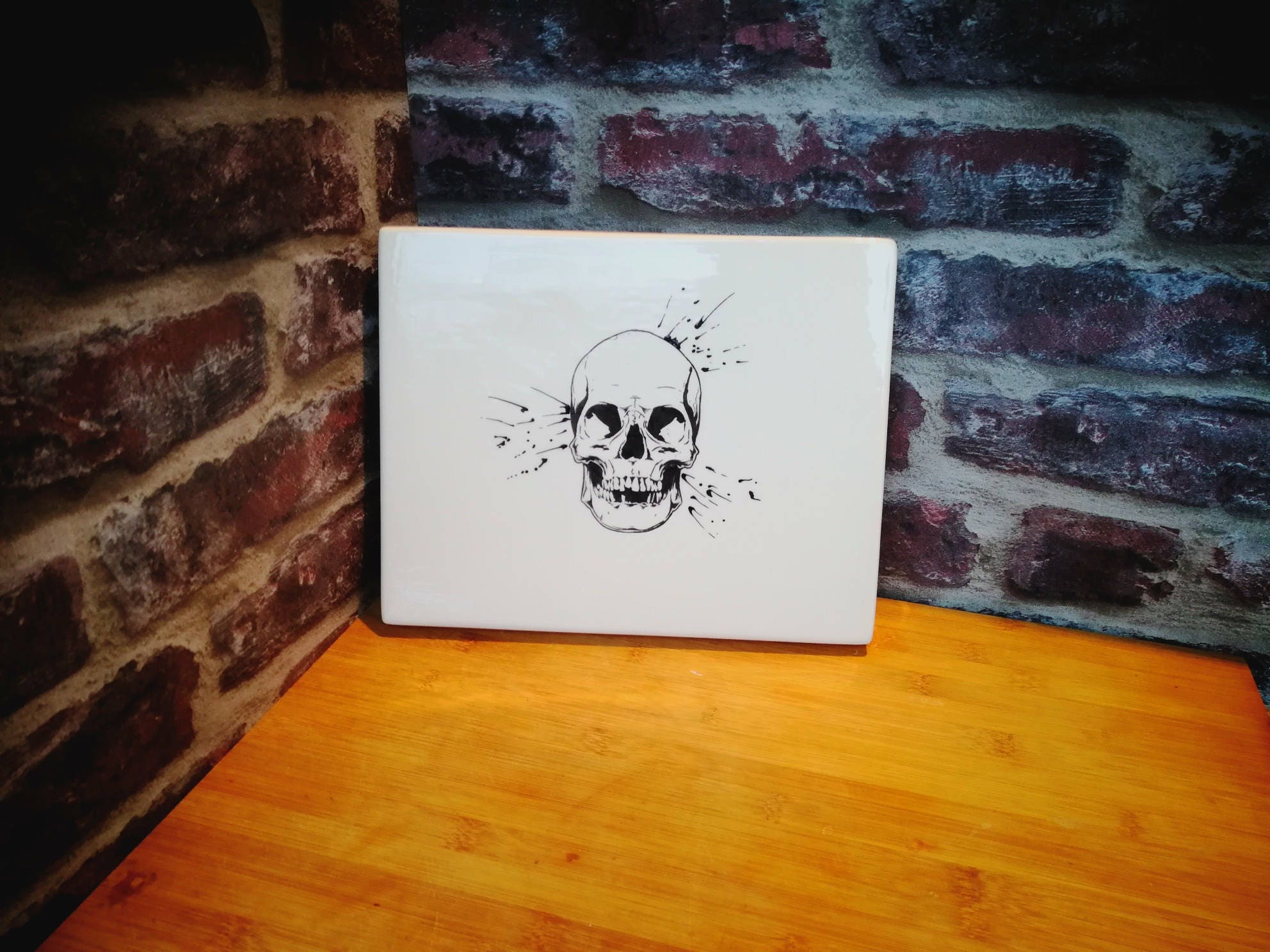Skull Splash Canvas Gothic Wall Picture Hand Painted Etsy