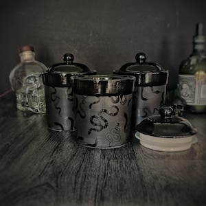 Contenitori per la conservazione a forma di serpente, contenitori per tè e caffè, set di barattoli per lo zucchero, contenitori per la conservazione, pentole in ceramica da cucina, Halloween Goth, serpente nero Emo