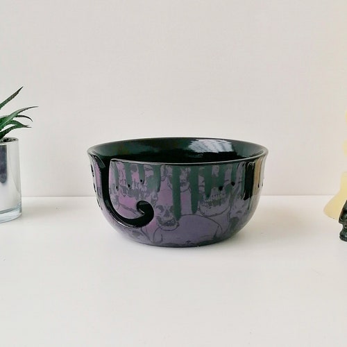 Skull Yarn Bowl Macabre Wool Bowls Gothic Knitting Black Etsy
