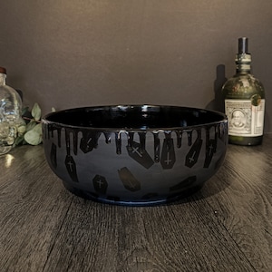 Matte Black Coffin, Casket Fruit Bowl, Satin Salad Dish, Gloss Effect Finish, Large Pasta Dish, Unique Kitchen, Gothic Gift, Weird Wonderful