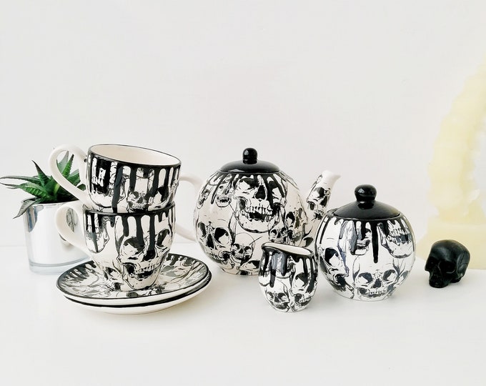 Cute Mushroom Cup Gothic Ceramic Tea Mug Set Black Glass Tea Cup With Infuser An