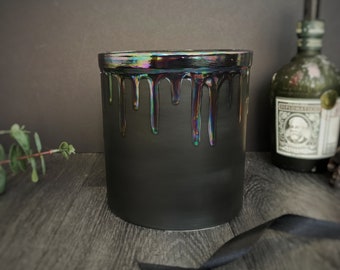 Oil Slick Utensil Holder, Rainbow Drip Pot, Iridescent Homeware, Petrol Effect Storage, Hand Painted Ceramic, Weird Wonderful, Utility Pots