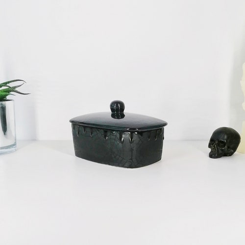 Butter Dish Dome Skull Grey Design Unique Hand Painted Etsy UK