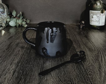 Matte Stumpy Mug, Coffin Goth Drink, Casket Gothic Cup, Tea Coffee Lover, Black Cup, Unique Gift Ceramic, Macabre Dark, Grunge, Halloween