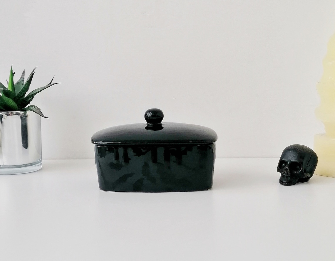 Bat Butter Dish, Bats Dome Bowl, Matte Black, Gothic Gift, Creepy ...
