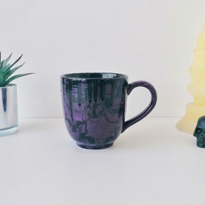 Purple Skull Mug, Large Skulls Mugs, Gothic Cup, Tea Coffee Lover, Huge Cups, Christmas Goth Idea, Unique Gift Ceramic, Macabre Death Dark