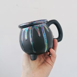 Pearlescent Cauldron Mug, Iridescent Oil Cauldron, Witch Petrol Lustre, Witches Brew, Halloween Potion Cup, Weird Wonderful, Xmas Gift