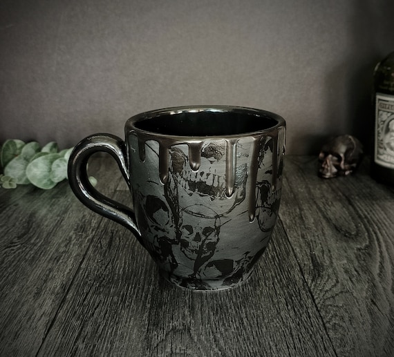 Better Homes & Gardens Matte Swirl Stoneware Mugs, Black, Set of 6