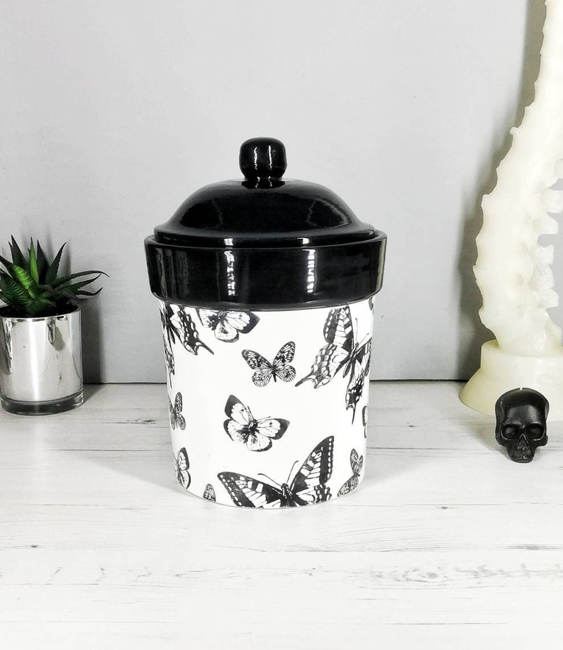 Skull & Butterfly Cookie Jar Skulls Biscuit Barrel Kitchen Etsy
