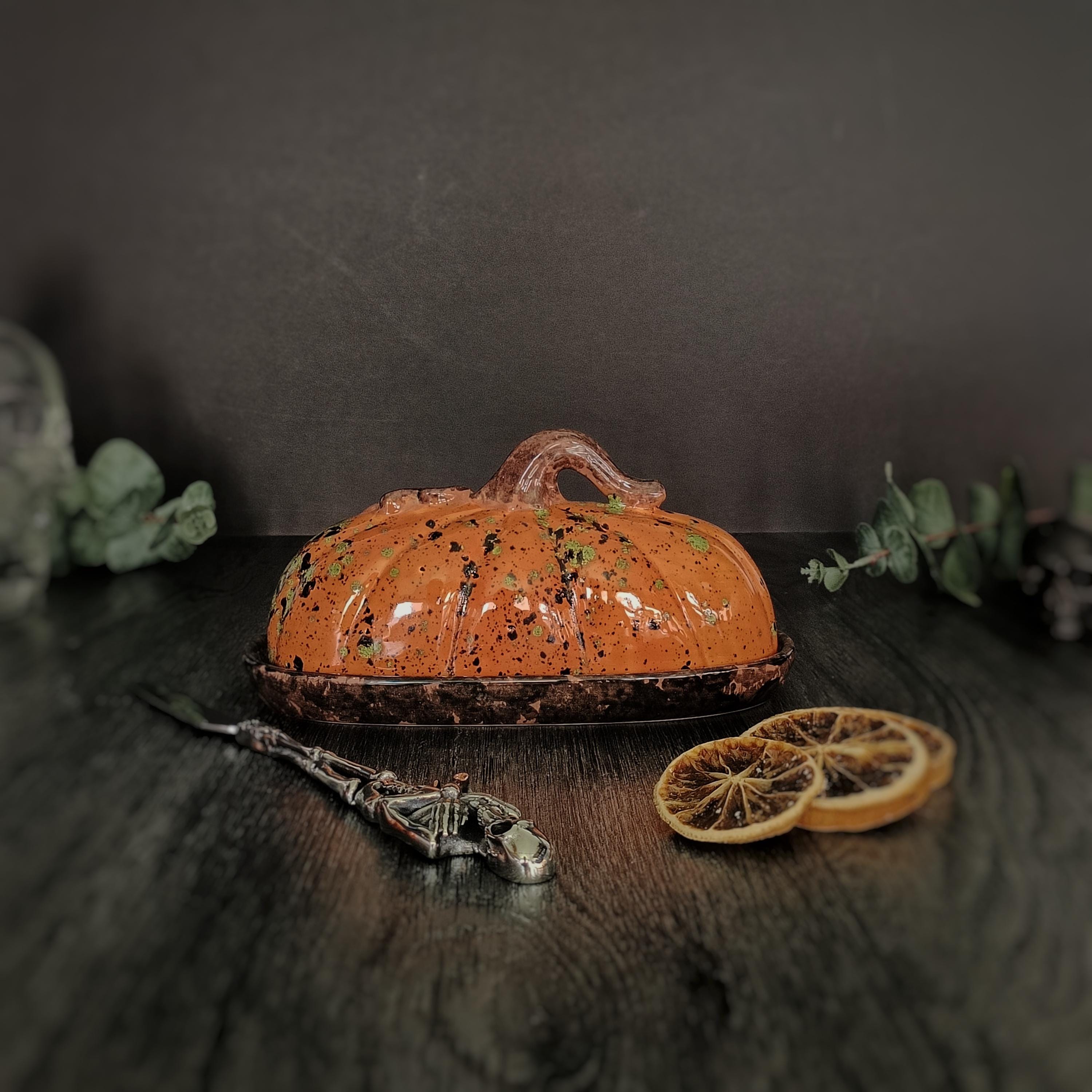 Beurrier En Céramique Forme Citrouille Avec Couvercle - Déco D'automne, Halloween, Thanksgiving