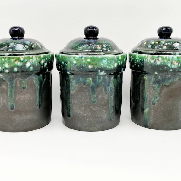 Black Ceramic Tea Coffee Sugar Pots Etsy