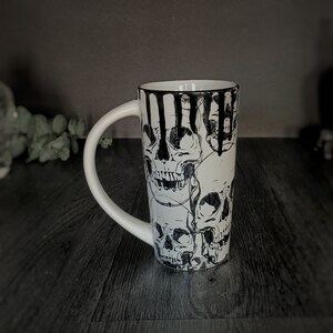 Skull Latte Mug, Goth Skulls Mugs, Unique Gothic Coffee, Tall Tea Cup ...