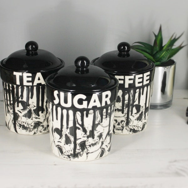 Goth Skull Kitchen Canisters - Etsy