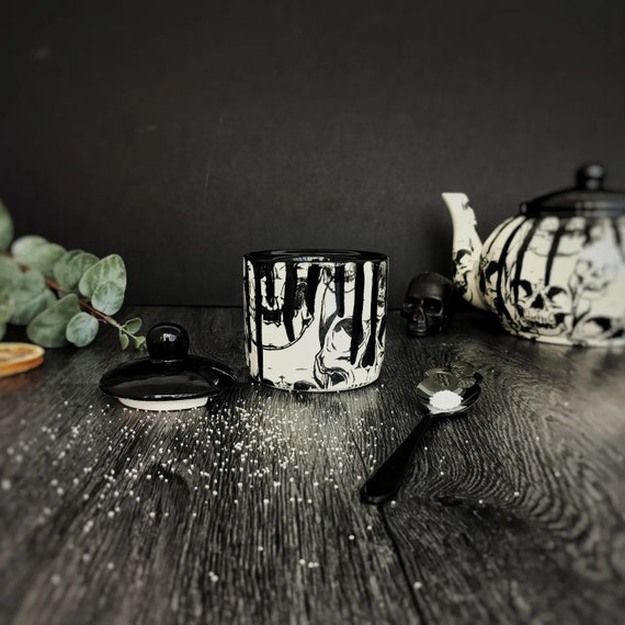 スカルティーセット、ゴシックセラミックティーセット、ゴスカップ