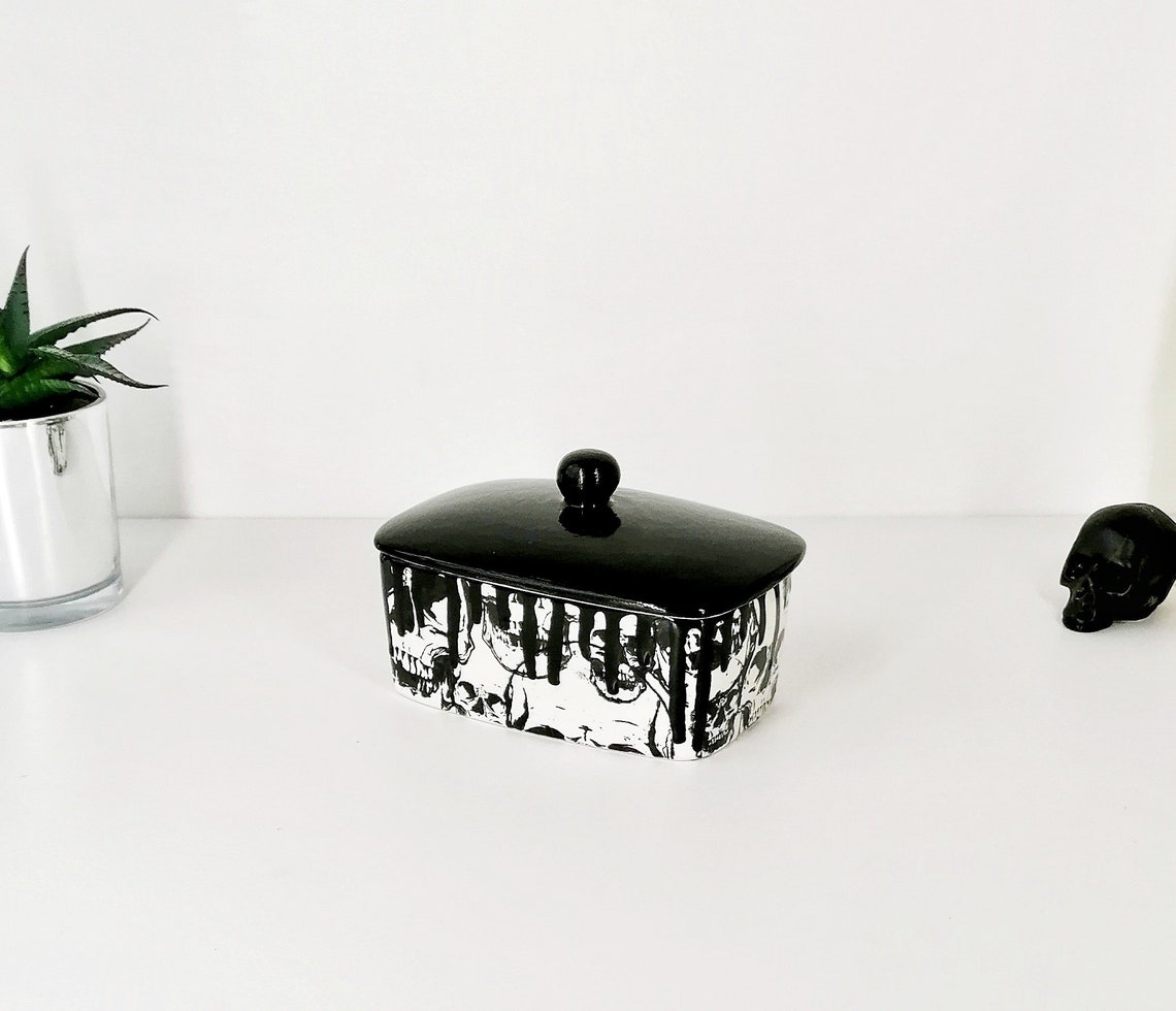 Skull Butter Dish Skulls dome bowl Matte Black Gothic Gift Etsy