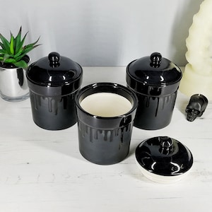 Matte Black, Storage Canisters, Plain or Skull, Tea Coffee Canister, Sugar Jars, Storage Pots, Ceramic Pot, Container, Kitchen, Gothic Goth image 5