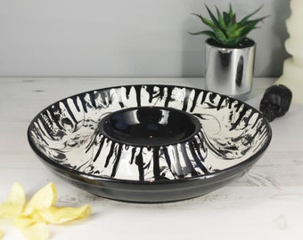 Chip Dip Platter, Gothic Skull Design, Party Serving Dish, Table Centrepiece, Goth Skulls, Weird and Wonderful, Ceramic Xmas gift, Christmas