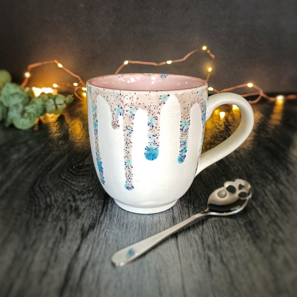 Pastel Mega Mug, Crystal Pink Mugs, Hand Painted Cup, Large Hot Drink, Huge Giant White, Massive Coffee Latte, Weird Wonderful Ceramic