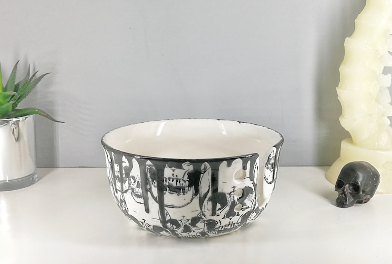 Skull Yarn Bowl Macabre Wool Bowls Gothic Knitting Black Etsy UK