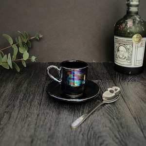 Rainbow Espresso, Petrol Effect, Oil Slick Drink, Cute Cup Saucer, Weird Wonderful, Coffee Shot, Caffeine Addict Gift, Iridescent Present