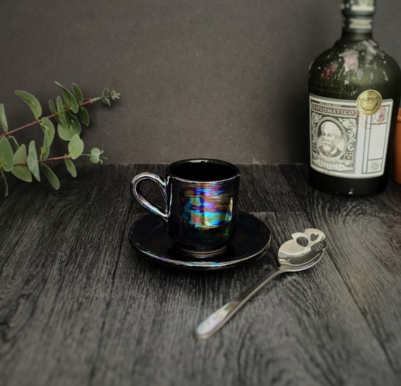 Rainbow Espresso, Petrol Effect, Oil Slick Drink, Cute Cup Saucer, Weird Wonderful, Coffee Shot, Caffeine Addict Gift, Iridescent Present