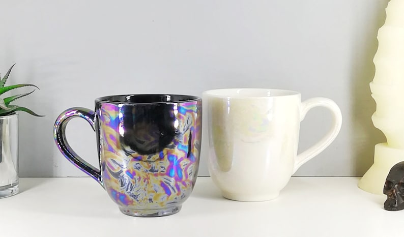 Oil Slick Mega Mug, Pearlescent Style Mugs, Extra Large, Petrol Effect Cup, Tea Coffee Lover, 17 Fluid Ounces, Unique Gift Ceramic image 2