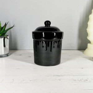 Matte Black, Storage Canisters, Plain or Skull, Tea Coffee Canister, Sugar Jars, Storage Pots, Ceramic Pot, Container, Kitchen, Gothic Goth image 3