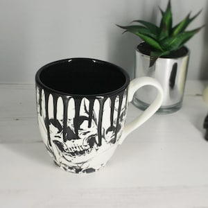 Skull Mega Mug, Large Skulls Mugs, Gothic Cup, Tea Coffee Lover, Huge Cups, Christmas Goth Idea, Unique Gift Ceramic, Macabre Death Dark