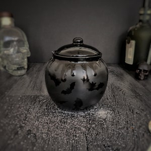 Bat Sugar Pot, Sweetener Storage Pig, Large Bats Bowl, Gothic Kitchen Pot, Tea Coffee Salt, Home Gift, Hand Painted Ceramic, Weird Wonderful