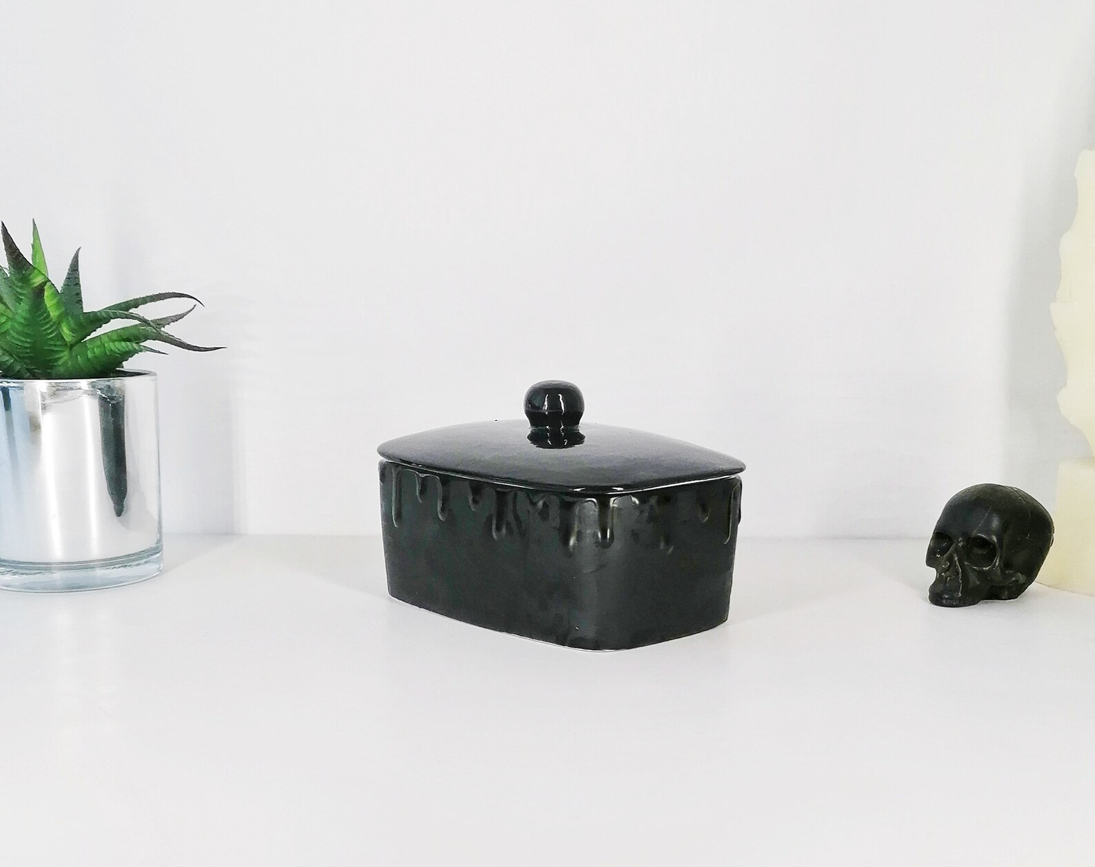 Skull Butter Dish Skulls dome bowl Matte Black Gothic Gift Etsy