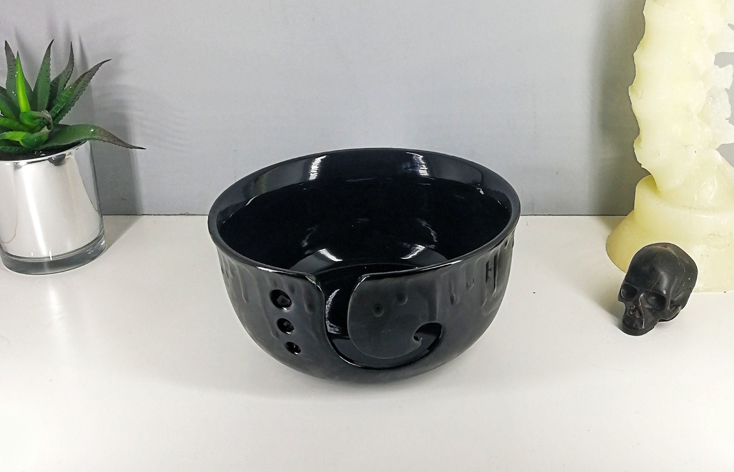 Skull Yarn Bowl Macabre Wool Bowls Gothic Knitting Black Etsy Canada