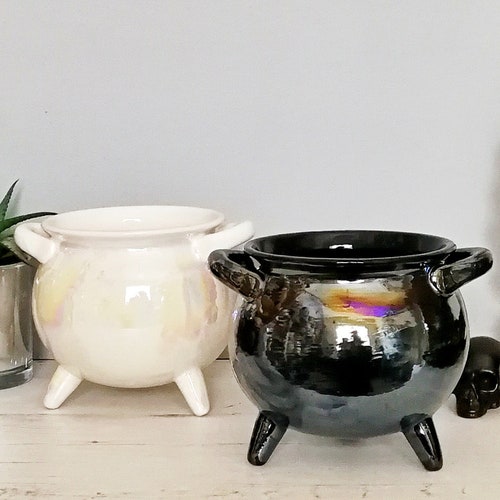 Chaudron nacré, effet essence, infusion de petit-déjeuner de sorcière, bol gothique, chaudrons d'Halloween, cadeau en céramique unique, étrange et merveilleux, Noël