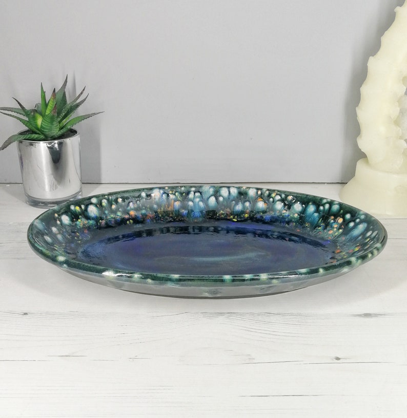 Crystal Glaze Platter Ceramic Oval Serving Dish Unique Etsy
