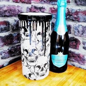 Skull Wine Cooler, Gothic Drink Holder, Skulls Ice Container, Goth Prosecco Gift, Champagne Present, Ceramic Homeware, Weird and Wonderful
