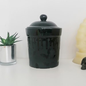 Bats Cookie Jar, Matte Black Bat, Canister Biscuit Barrel, Kitchen Storage Jar, Utensil Pot, Gothic Ceramic Cookies, Oats Weird Wonderful
